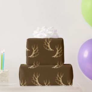Jäger-Thema Hirschgeweih Dunkelbraun Geschenkpapie Geschenkpapier