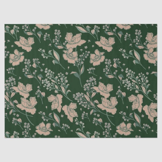 Jäger und Korallenrosa Blüten Seidenpapier (Vorderseite)