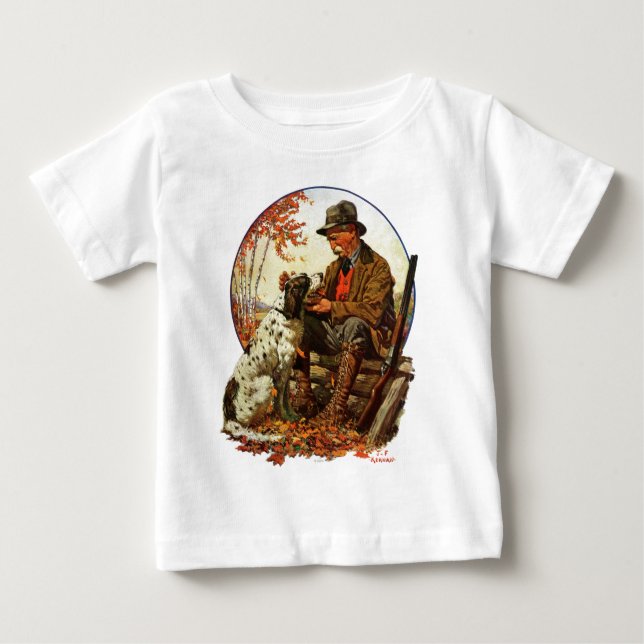 Jäger und Spaniel Baby T-shirt (Vorderseite)