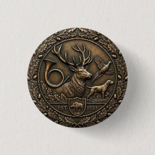 Jägergrün & Bronze Jagdschloss-Emblem  Button