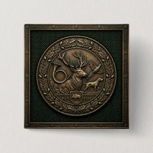 Jägergrün & Bronze-Jagdsitz-Emblem  Button