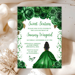 Jägergrün dunkle Haut Prinzessin Sweet Sixteen Einladung