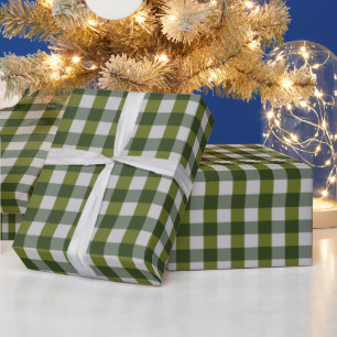 Jägergrün Elfenbein Gingham Karo Geschenkpapier