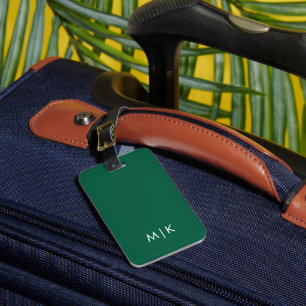Jägergrün und Weiß modernes Monogramm Gepäckanhänger