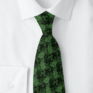 Jägergrüne Floral Batik Krawatte