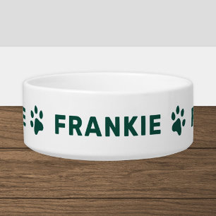 Jägergrüner Pfotenabdruck-Monogramm-Hundegame Napf