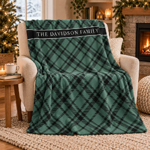 Jägergrünes Tartan-Karo-Familienname Fleecedecke