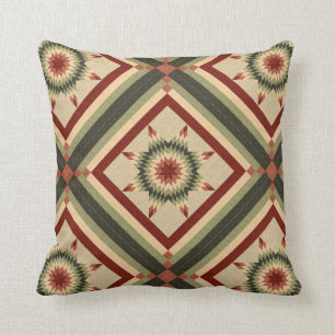 Jägergrünes und Maroone Lone Star Quilt Design Kissen