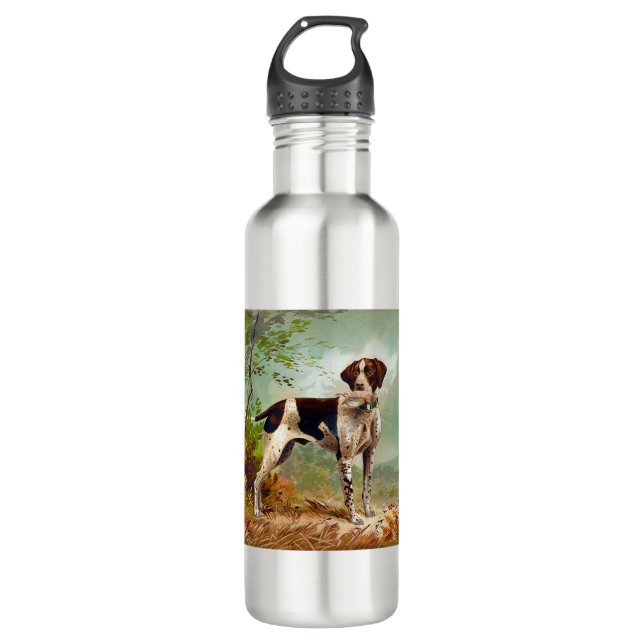 Jägerhund mit Vogel im Mund Edelstahlflasche (Vorderseite)
