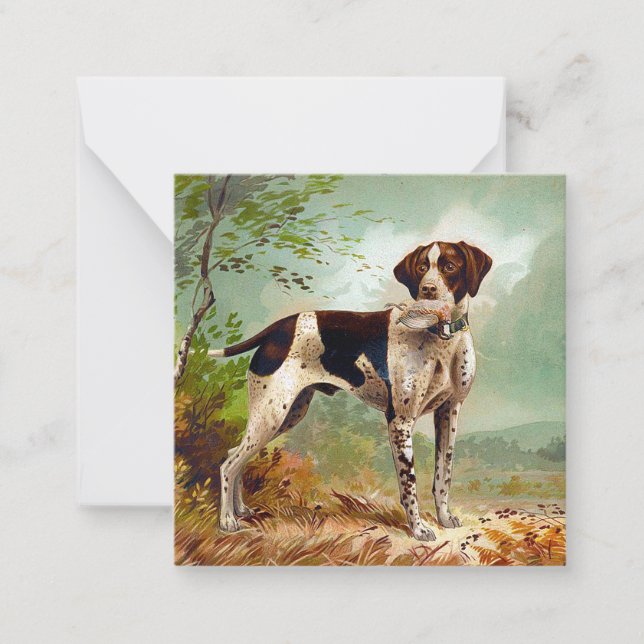 Jägerhund mit Vogel im Mund Mitteilungskarte (Vorderseite)