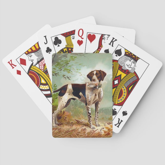 Jägerhund mit Vogel im Mund Spielkarten (Rückseite)