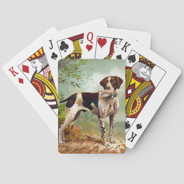 Jägerhund mit Vogel im Mund Spielkarten (Rückseite)