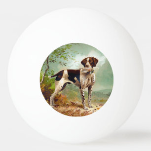 Jägerhund mit Vogel im Mund Tischtennisball