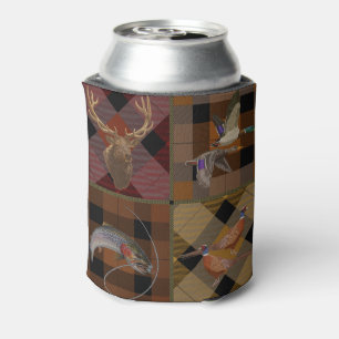 Jägerkariertuch mit Wildtier-Motiven Dosenkühler