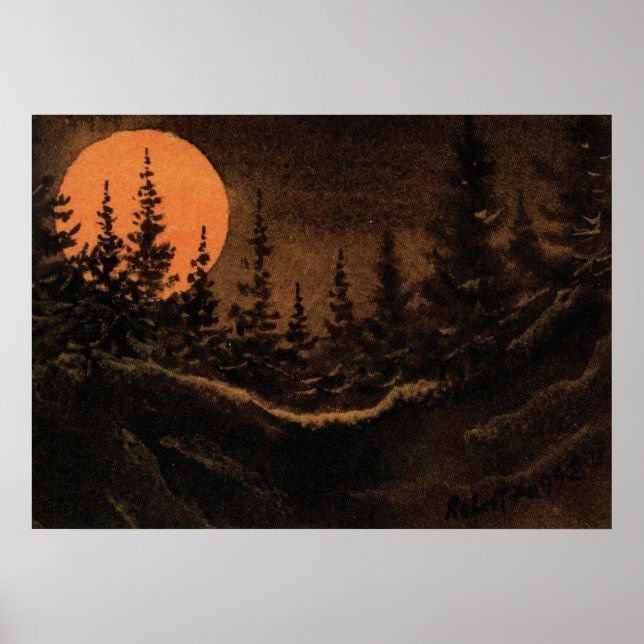 "Jägermond - Licht" Landschaftsposter Nocturnal Poster (Vorne)