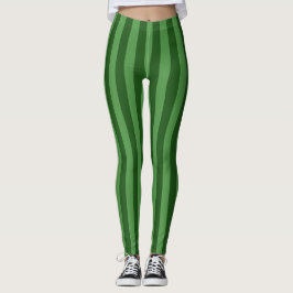 Jägerwald Grüne vertikale Streifen Print Leggings
