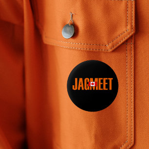 Jagmeet Orange Bold Text Kanadische Flaggenfarbe Button