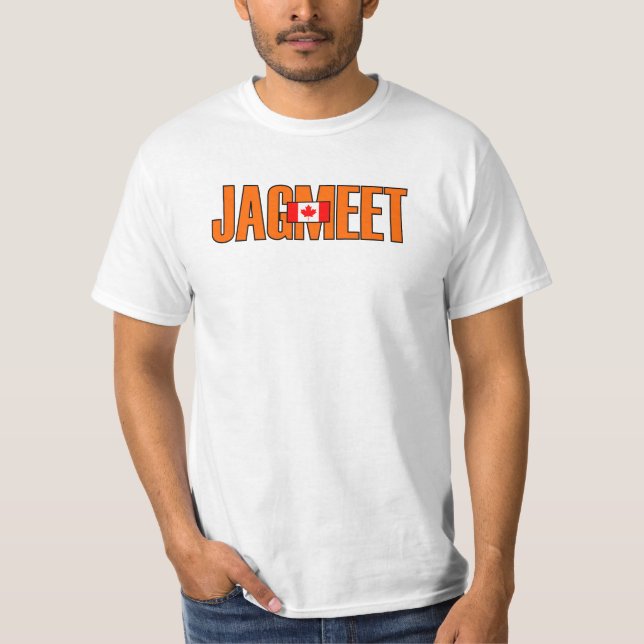 Jagmeet Orange Bold Text Kanadische Flaggenfarbe T-Shirt (Vorderseite)