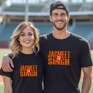 Jagmeet Singh orange Block-Text-Kanadier-Flagge T-Shirt