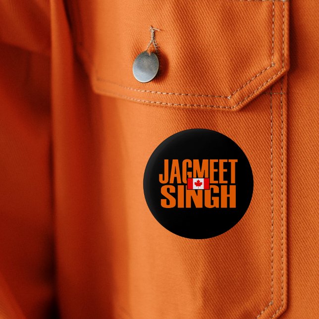 Jagmeet Singh Orange Blocktext Kanadische Flagge Button (Von Creator hochgeladen)