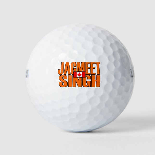 Jagmeet Singh Orange Blocktext Kanadische Flagge Golfball (Vorderseite)