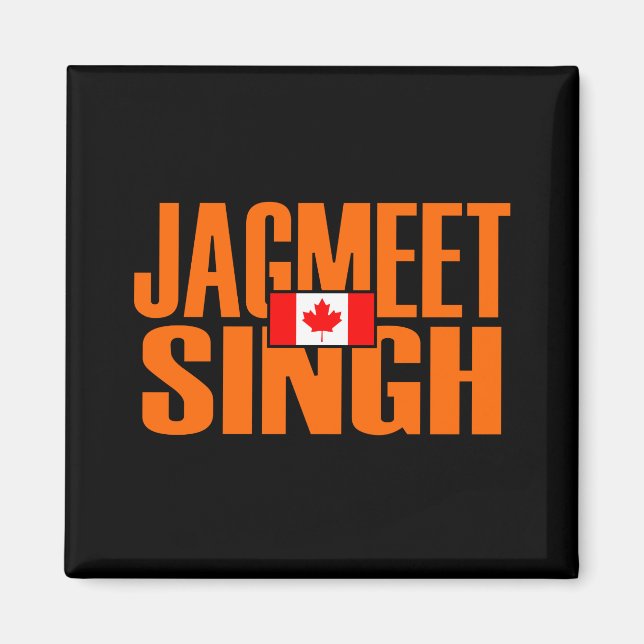 Jagmeet Singh Orange Blocktext Kanadische Flagge Magnet (Vorne)