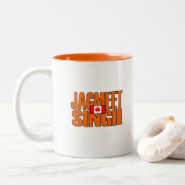 Jagmeet Singh Orange Blocktext Kanadische Flagge Zweifarbige Tasse