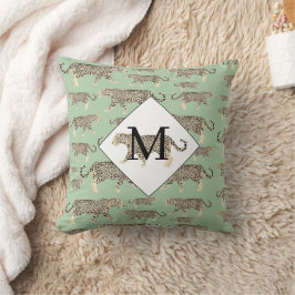 Jaguar Animal Pattern Initial Monogram Kissen