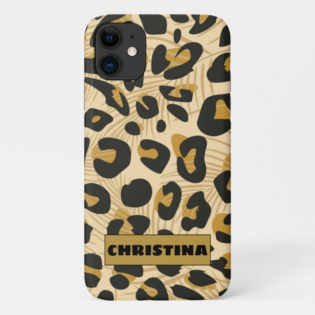Jaguar Animal Print Personalisiert Name Case-Mate iPhone Hülle (Rückseite)