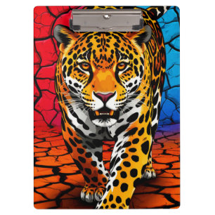 Jaguar auf rissigem Erdboden Hintergrund Klemmbrett