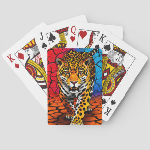 Jaguar auf rissigem Erdboden Hintergrund Spielkarten
