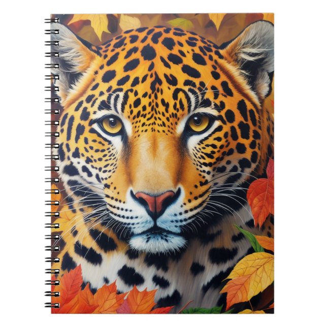 Jaguar Autumn Feline Art Notebook Notizblock (Vorderseite)