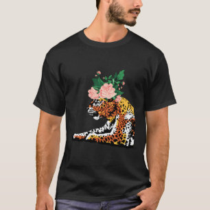 Jaguar Blume Floral Head Wild Cat Cool Animal Lov T-Shirt