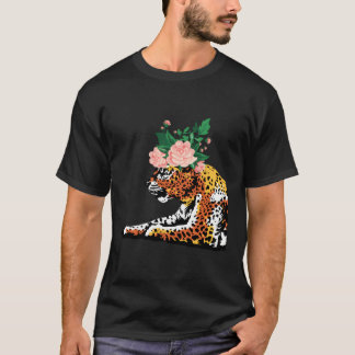 Jaguar Blume Floral Head Wild Cat Cool Animal Lov T-Shirt