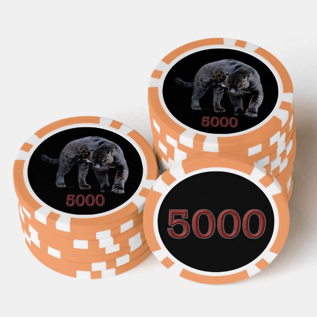 Jaguar Diablo Black-Orange 5000 gestreifter Poker- Pokerchips (Stapel)