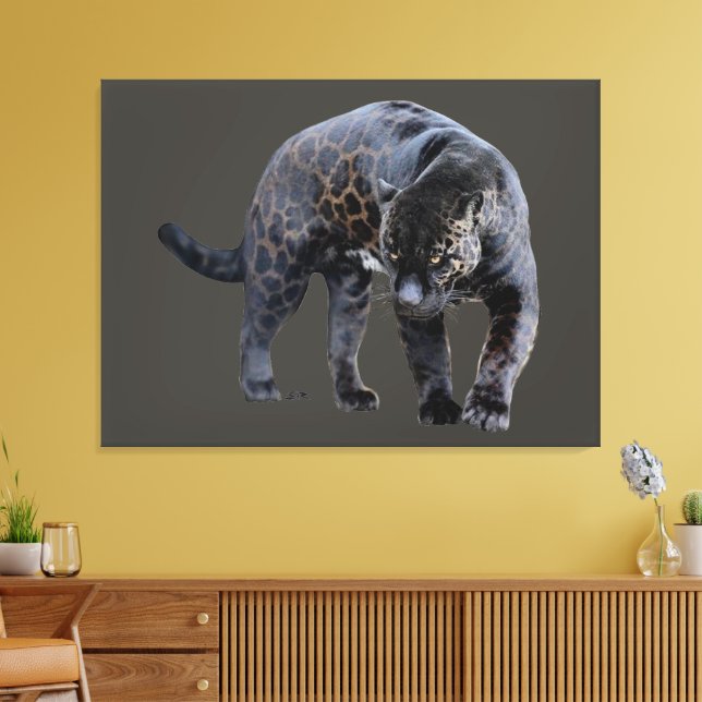 Jaguar Diablo gray canvas print Leinwanddruck (Insitu (Wohnzimmer))