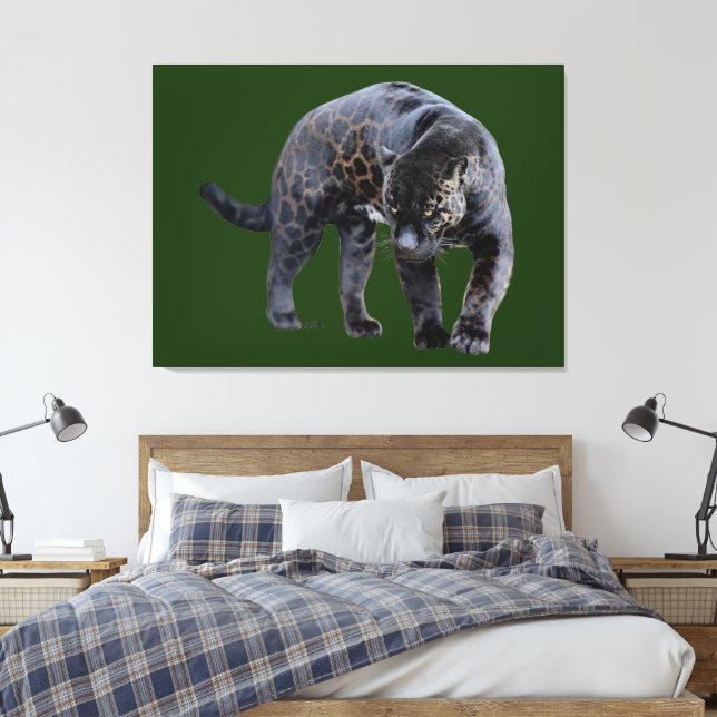 Jaguar Diablo green canvas print Leinwanddruck (Insitu (Schlafzimmer))