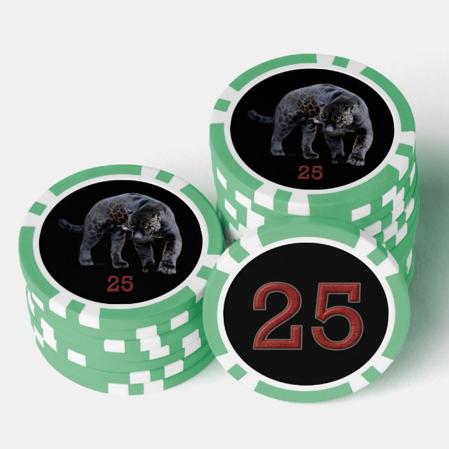 Jaguar Diablo Schwarz-Grün 25 gestreifter Poker-Ch Pokerchips (Stapel)
