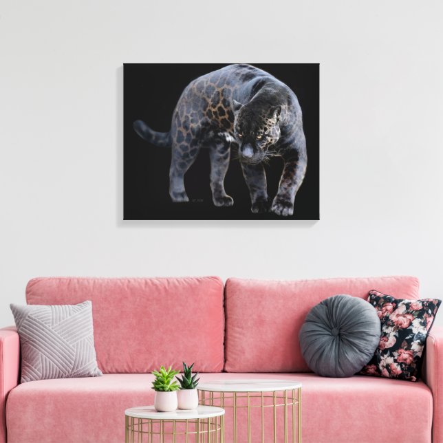 Jaguar Diablo, schwarze Leinwand (Insitu (Wohnzimmer))