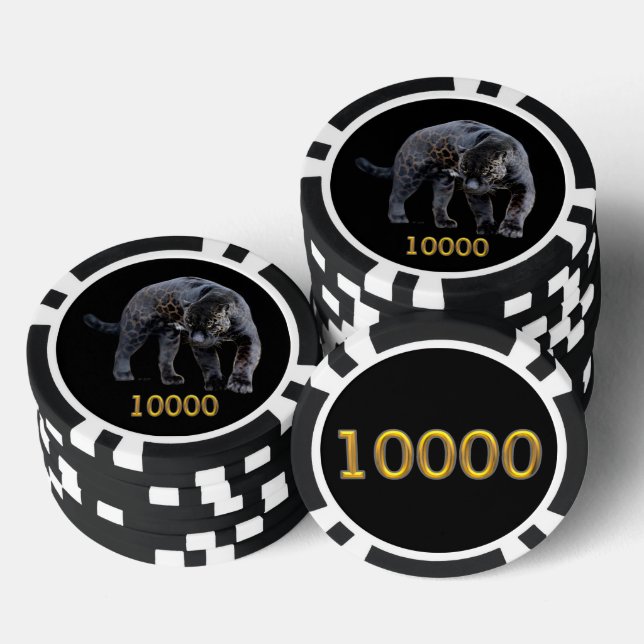 Jaguar Diablo schwarzes Gold 1K gestreifter Poker- Pokerchips (Stapel)