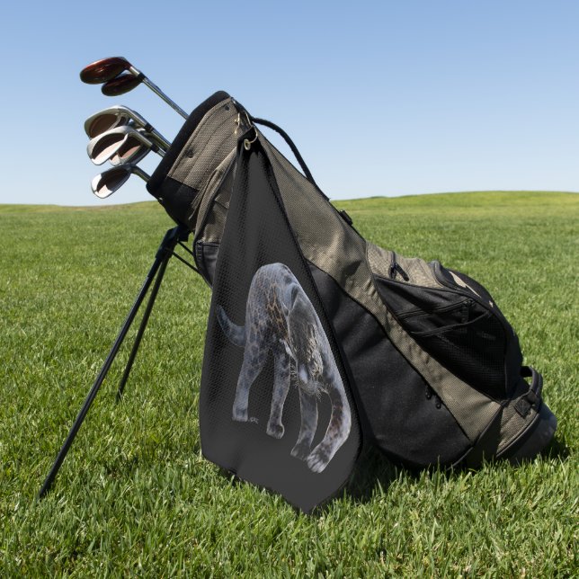 Jaguar Diablo schwarzes Golfhandtuch (Gras)