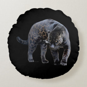 Jaguar Diablo schwarzes rundes Poly-wurf-Kissen Kissen