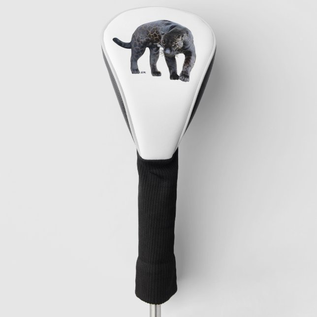Jaguar Diablo, weißer Golfklubfahrer Golf Headcover (Vorderseite)