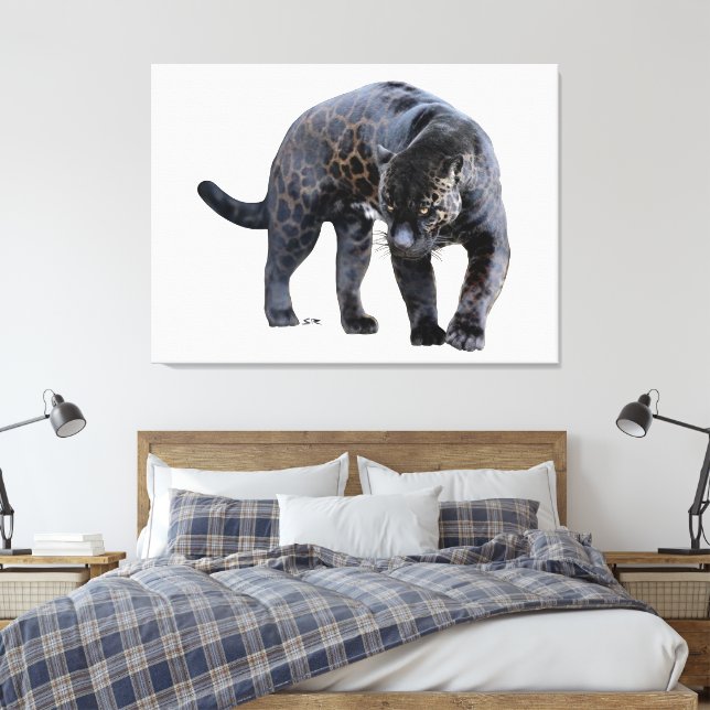 Jaguar Diablo white canvas print Leinwanddruck (Insitu (Schlafzimmer))
