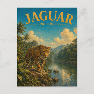 Jaguar Dschungelfluss Wasserfarbe GeoSaga Postkarte