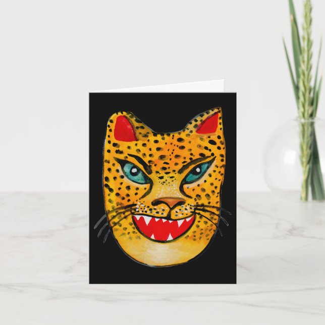 Jaguar en riant Aquarelle Jaguar Joyeux anniversai (Devant)