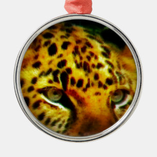 Jaguar Eyes Premium-Dekoration Silbernes Ornament