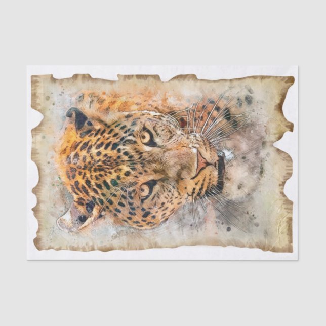 Jaguar Feline Wild Cat Artwork Decoupage Seidenpapier (Vorderseite)