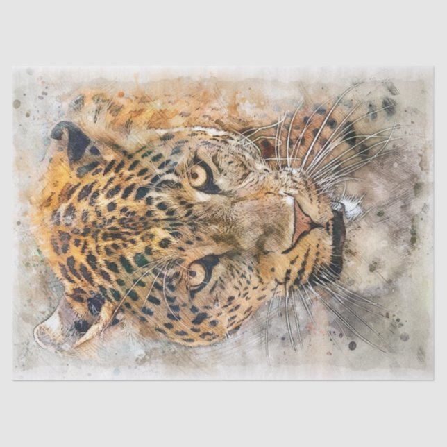 Jaguar Feline Wild Cat Artwork Decoupage Seidenpapier (Vorderseite)