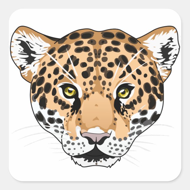 Jaguar Head Quadratischer Aufkleber (Vorderseite)